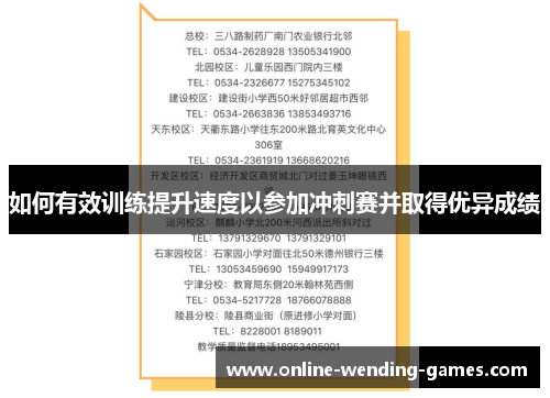 如何有效训练提升速度以参加冲刺赛并取得优异成绩