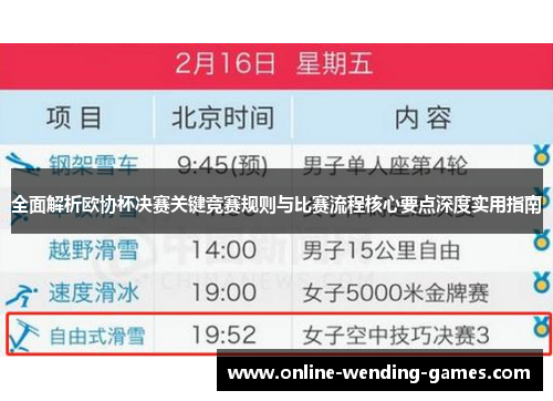 全面解析欧协杯决赛关键竞赛规则与比赛流程核心要点深度实用指南